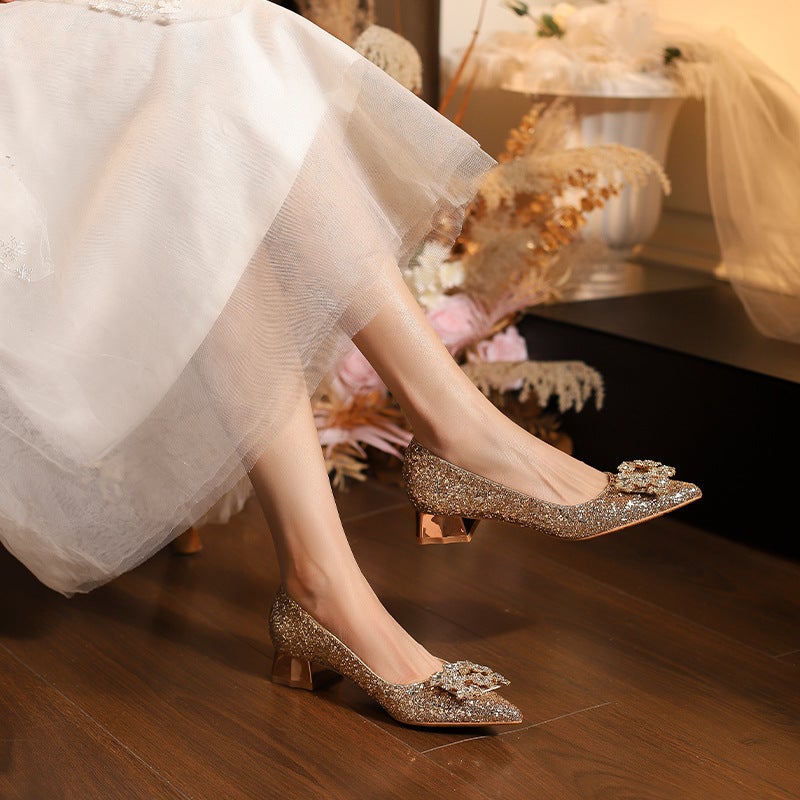 3119-6 New Rhinestone Square Buckle French Wedding Shoes Bridesmaid Shoes Banquet Shoes High Heels Bridal Shoes Xiuhe Wedding Shoes - Image 4